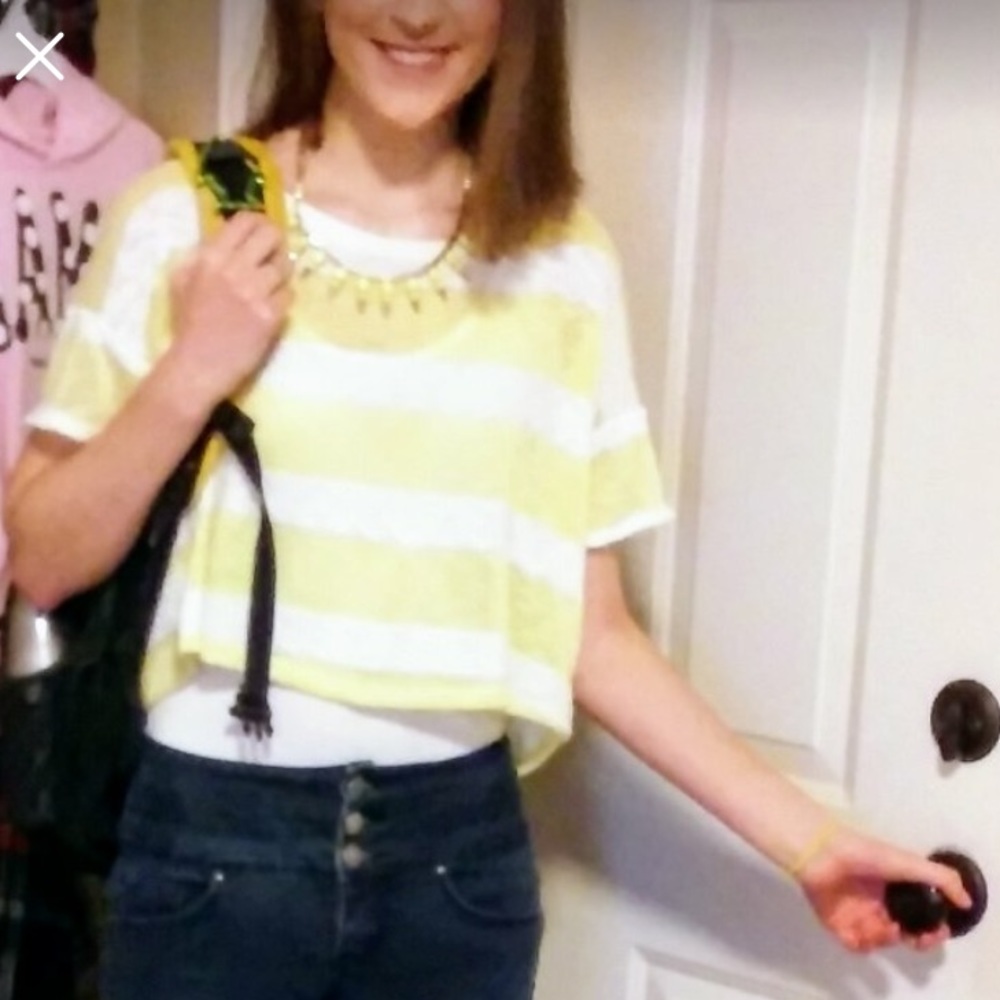 Yellow/White striped crop top